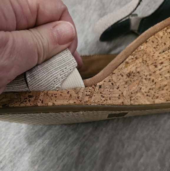 Toms Clarissa Gray and Brown Cork Wedge Sandals Size 7 - Picture 6 of 11